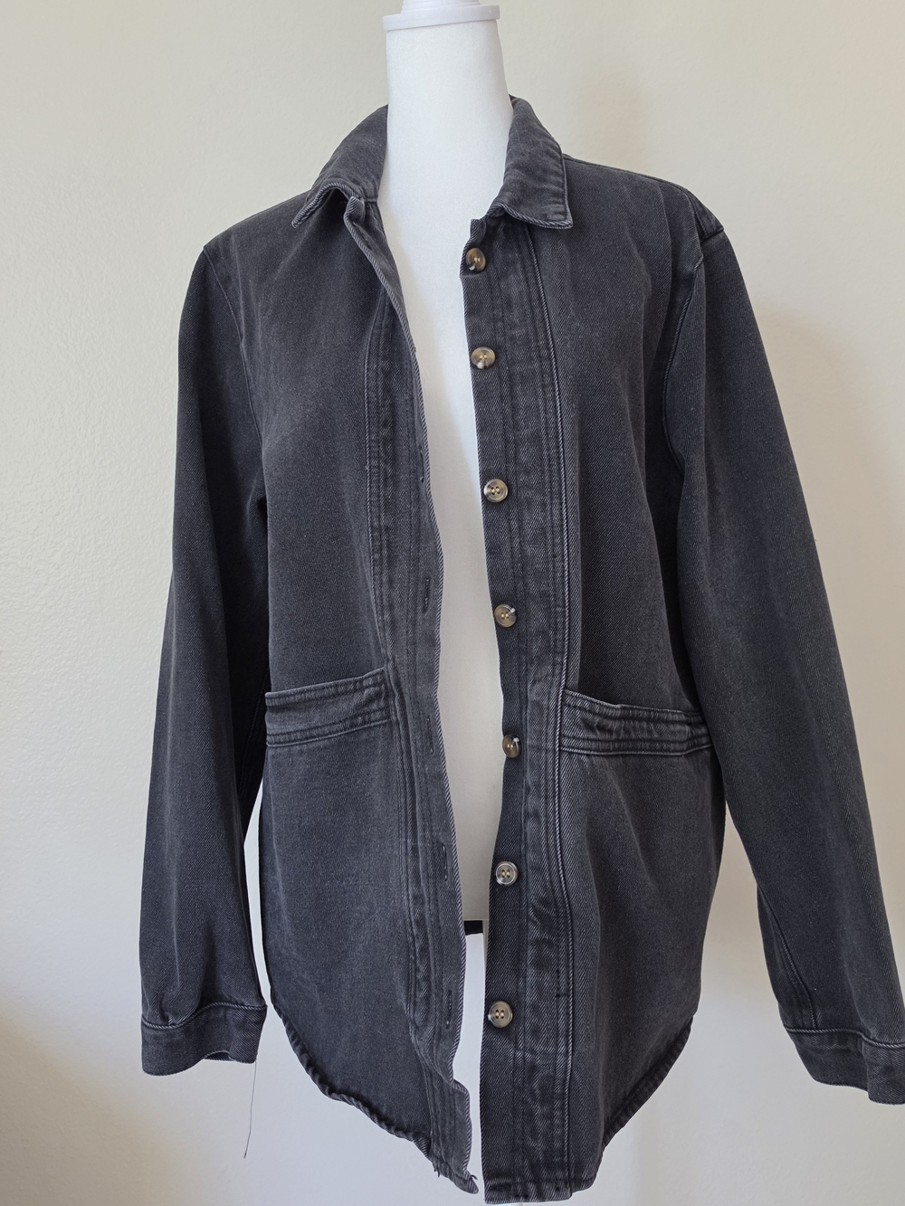 Velvet Heart Washed Black Button-Front Shirt Jacket